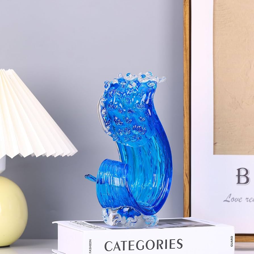 Amazon.co.jp: XMGZQ ブルーガラスウェーブ彫刻、ブルーアート